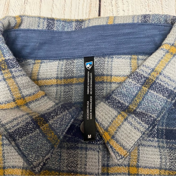Kuhl Blue and Yellow Plaid Button Down Shirt Medium - Picture 2 of 11